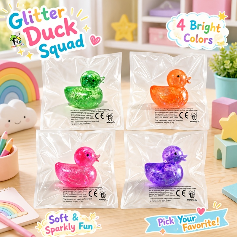 Glitter Duck Toy, Cute Sparkly Animal Toy